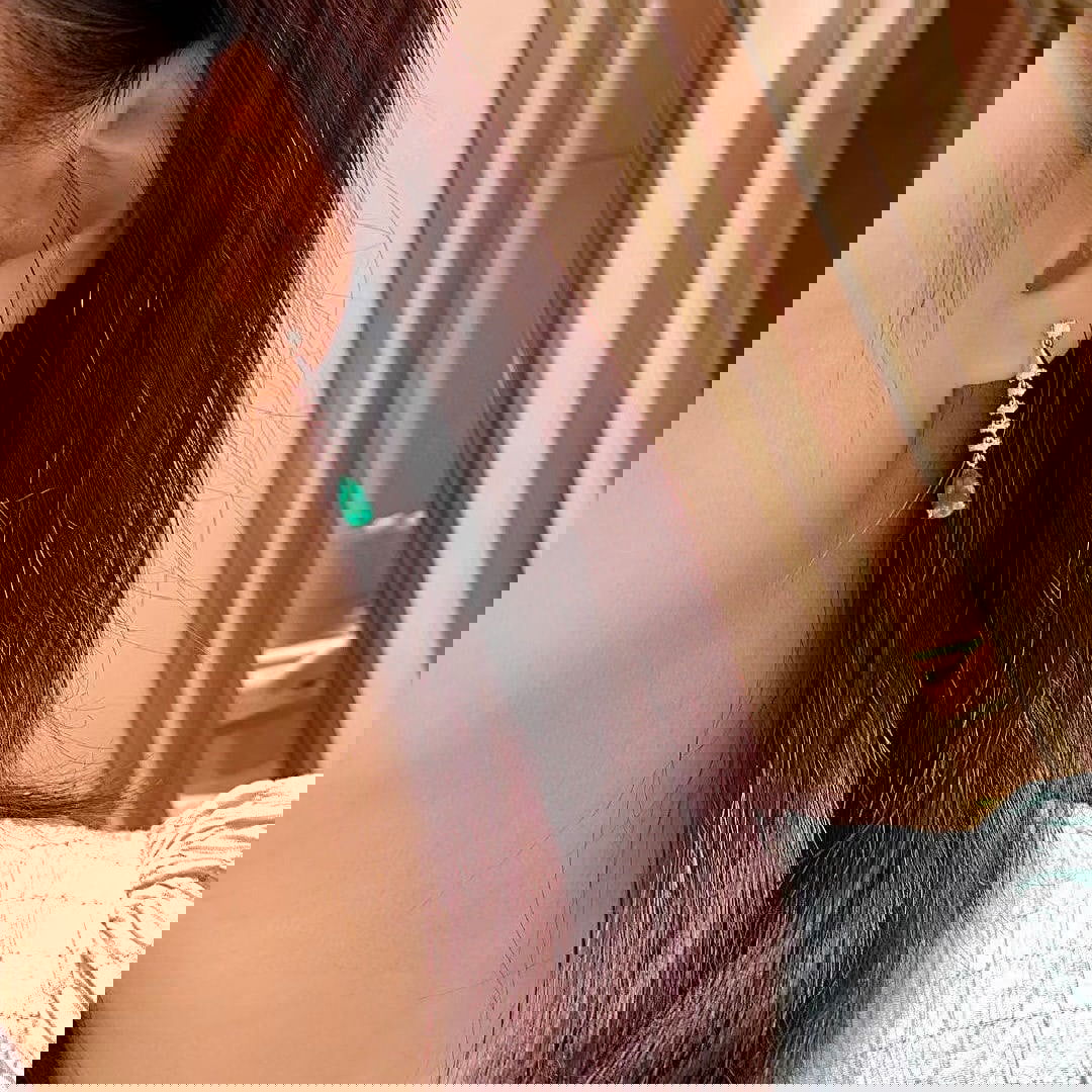 14k Gold 3.12 Ctw Natural Emerald & Diamond Earrings - 6