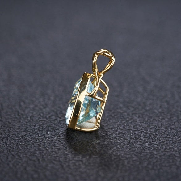 14k Gold 4.48 Ct Natural Aquamarine Pendant( Without Chain ) - 4