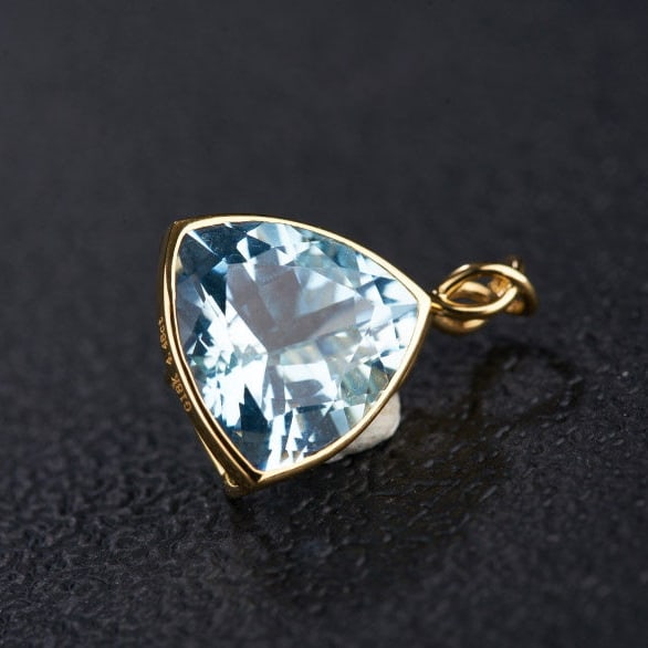 14k Gold 4.48 Ct Natural Aquamarine Pendant( Without Chain ) - 7