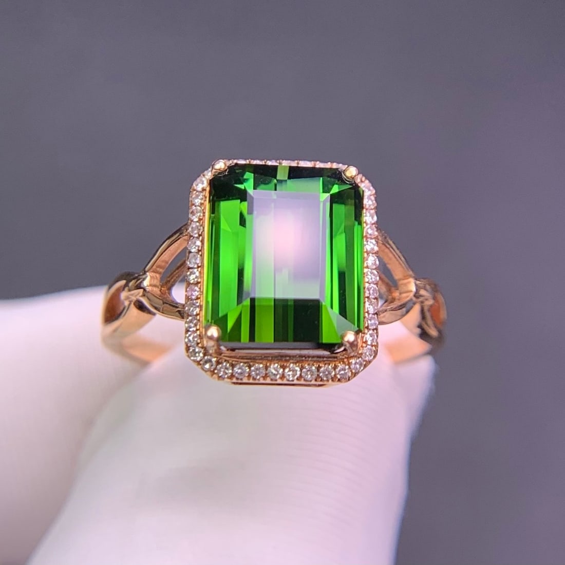 14k Gold 3.9 Ct Natural Tourmaline & Diamond Ring - 2