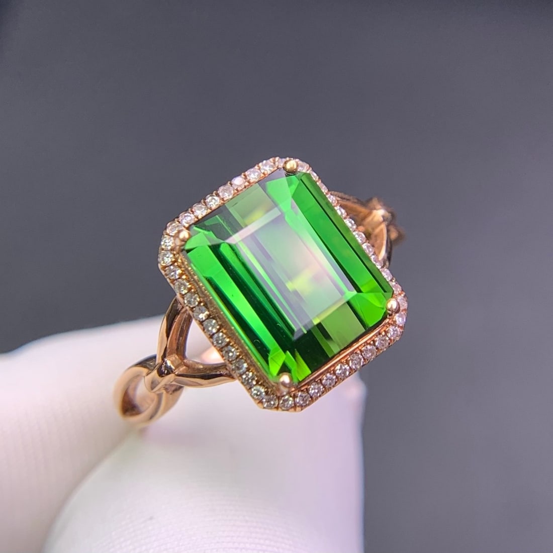 14k Gold 3.9 Ct Natural Tourmaline & Diamond Ring - 3