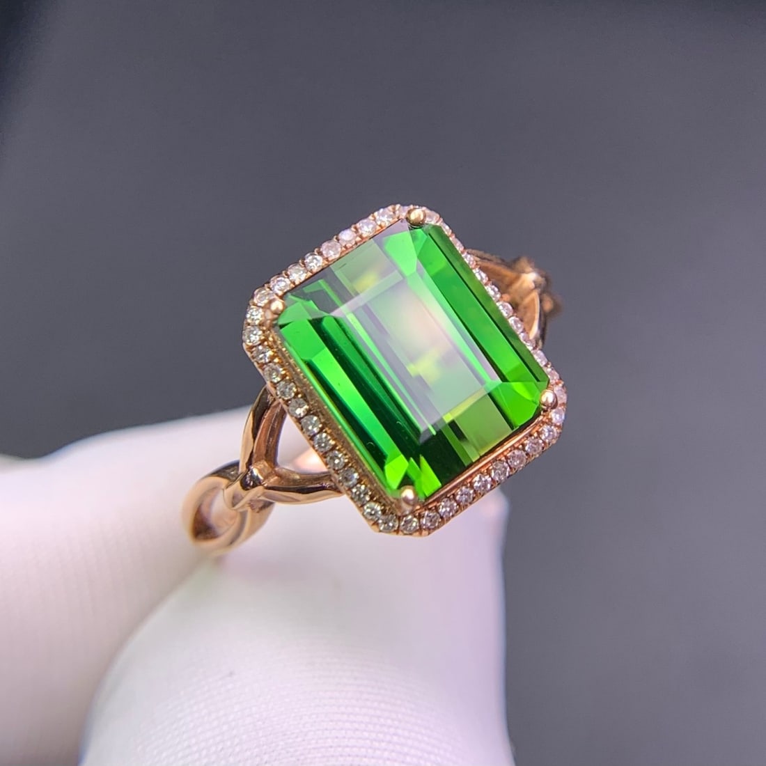 14k Gold 3.9 Ct Natural Tourmaline & Diamond Ring - 5