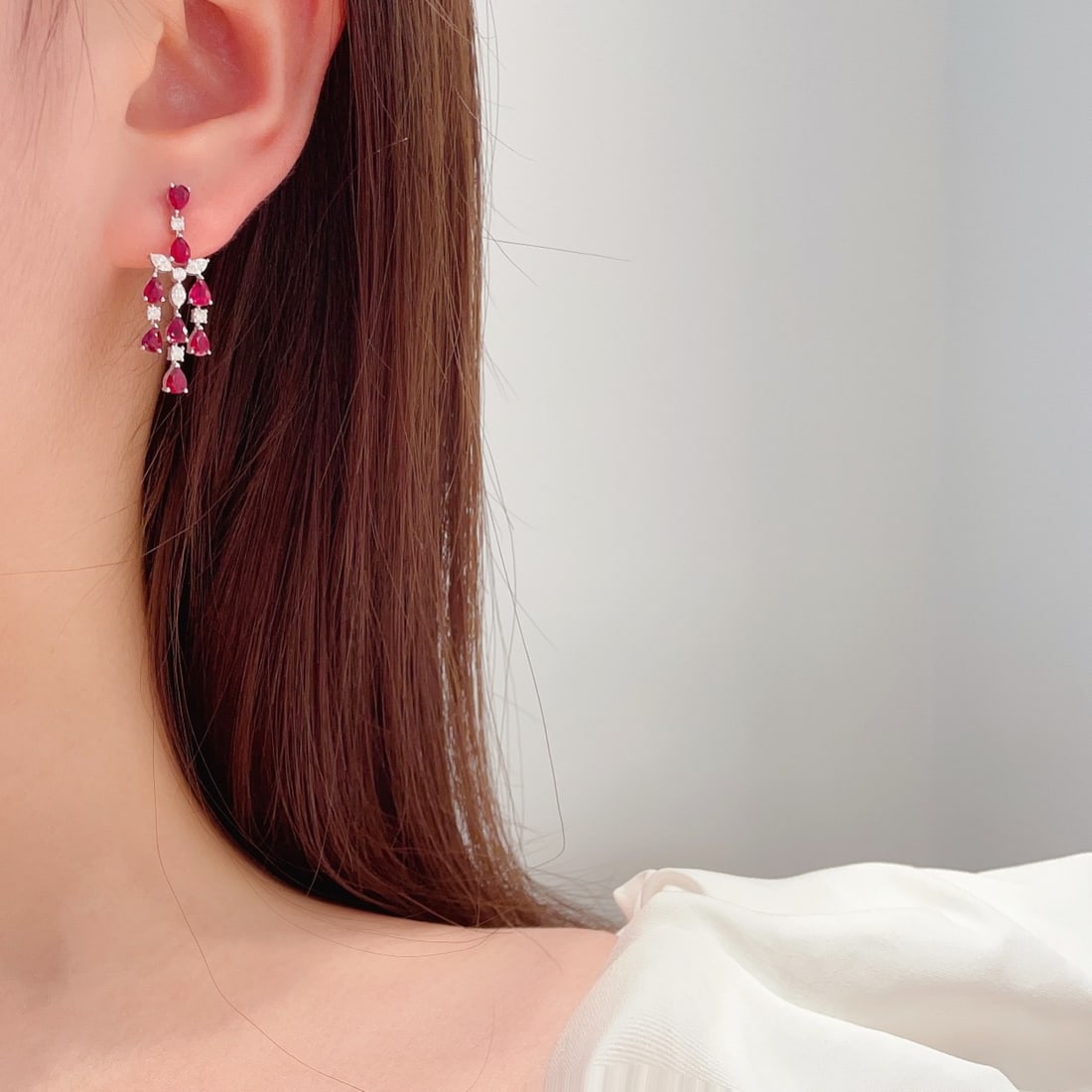 14k Gold 3.38 Ctw Natural Ruby & Diamond Earrings - 2