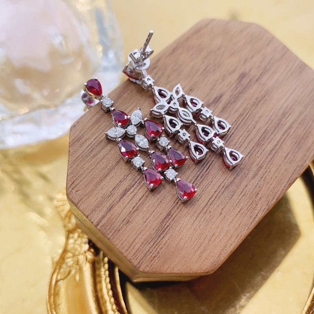 14k Gold 3.38 Ctw Natural Ruby & Diamond Earrings - 3