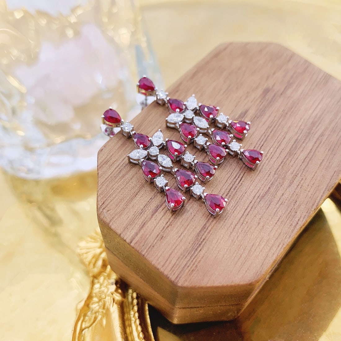 14k Gold 3.38 Ctw Natural Ruby & Diamond Earrings - 4