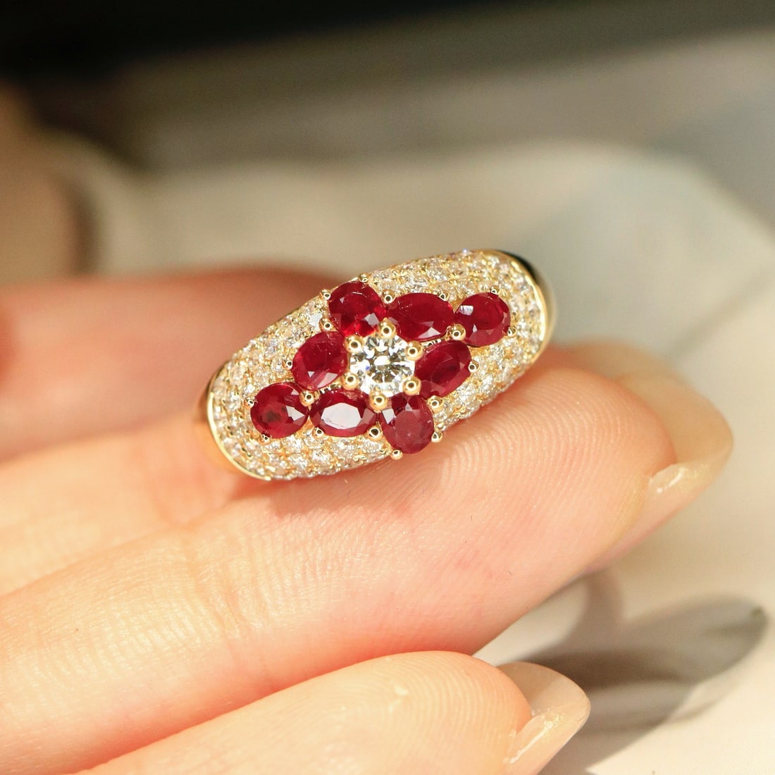 14k Gold 1.57 Ctw Vivid Red Natural Ruby & Diamond Ring - 7