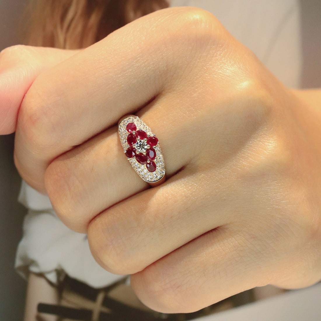 14k Gold 1.57 Ctw Vivid Red Natural Ruby & Diamond Ring - 8