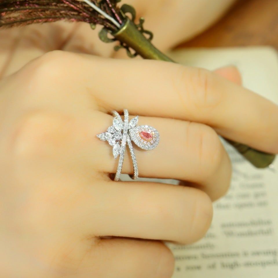 14k Gold 0.65 Ctw Natural Pink Diamond & Diamond Ring - 4