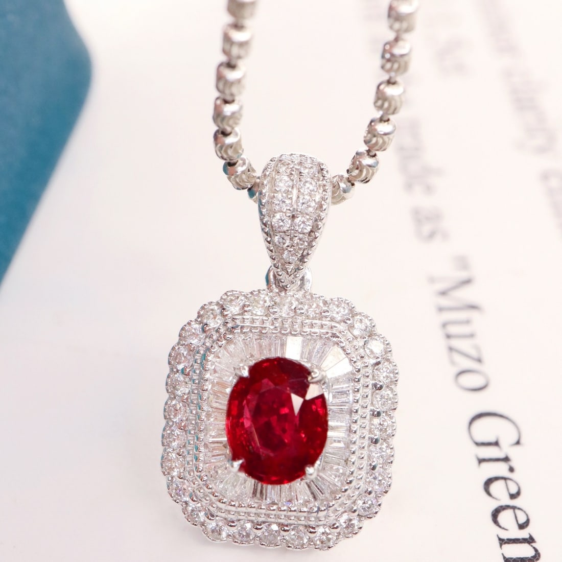 14k Gold 1.58 Ctw Natural Ruby & Diamond Pendant( Without Chain ) - 2