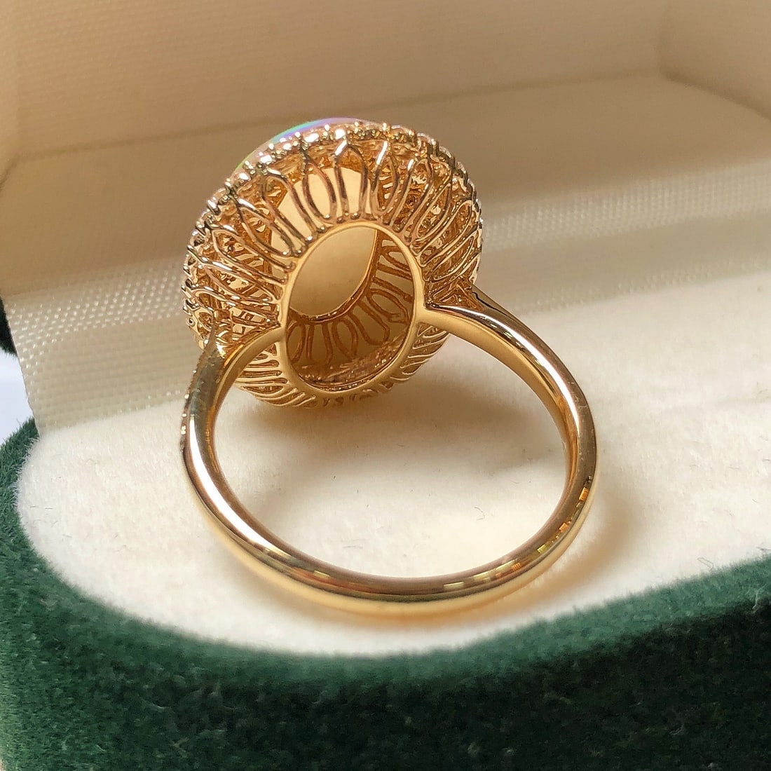 14k Gold 6.13 Ctw Natural Opal & Diamond Ring - 5