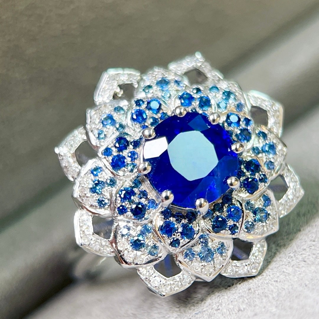 14k Gold 2.13 Ctw Natural Sapphire & Diamond Ring/pendant( Without Chain ) - 2