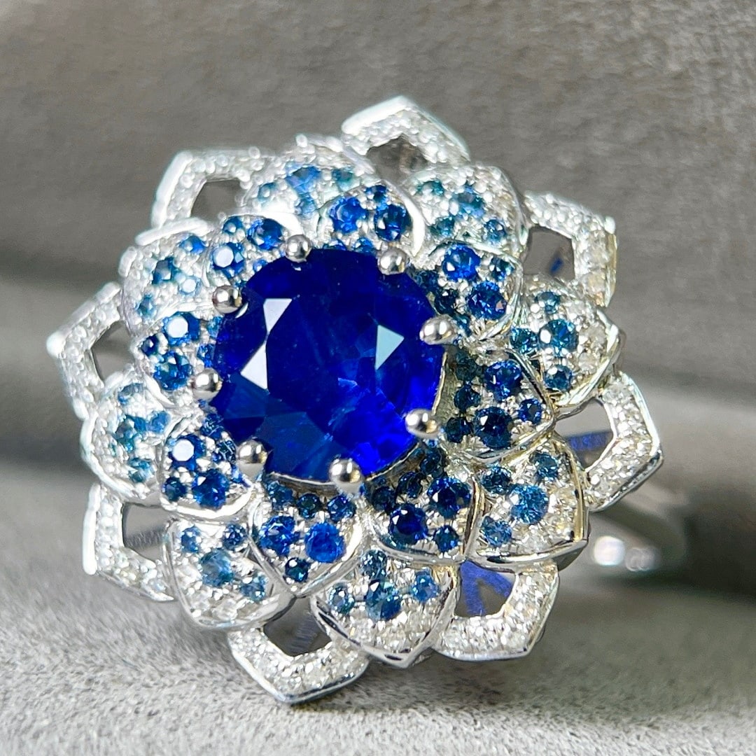 14k Gold 2.13 Ctw Natural Sapphire & Diamond Ring/pendant( Without Chain ) - 3