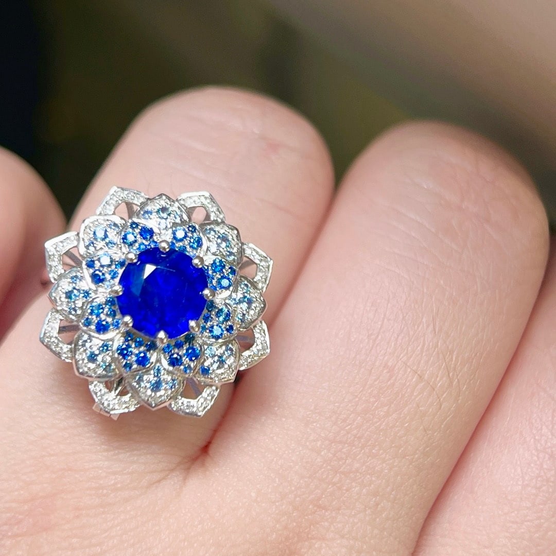 14k Gold 2.13 Ctw Natural Sapphire & Diamond Ring/pendant( Without Chain ) - 6