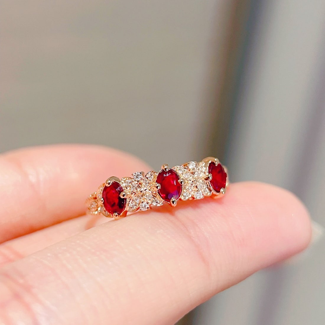 14k Gold 0.55 Ct Natural Ruby & Diamond Ring - 4