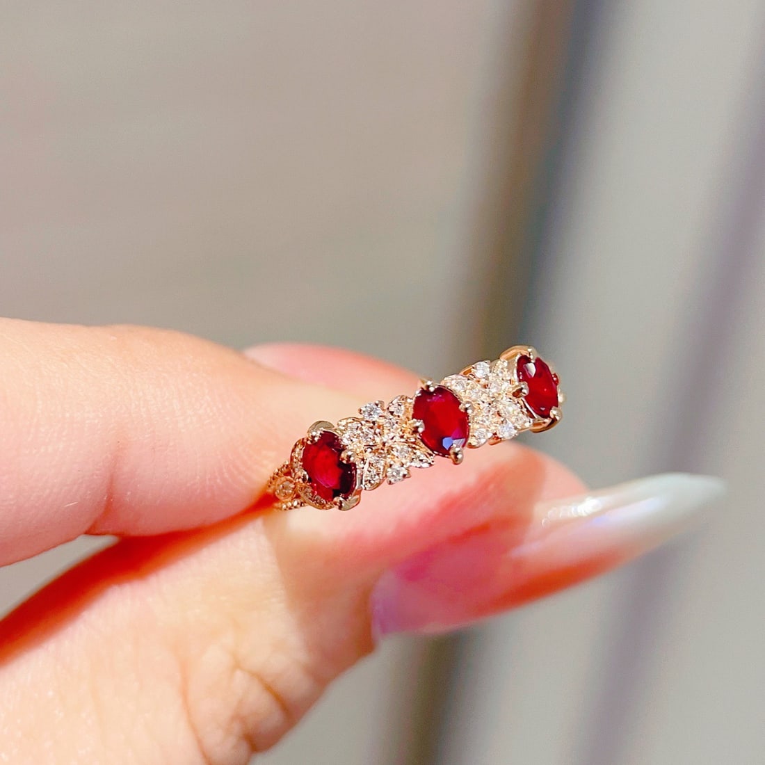 14k Gold 0.55 Ct Natural Ruby & Diamond Ring - 5