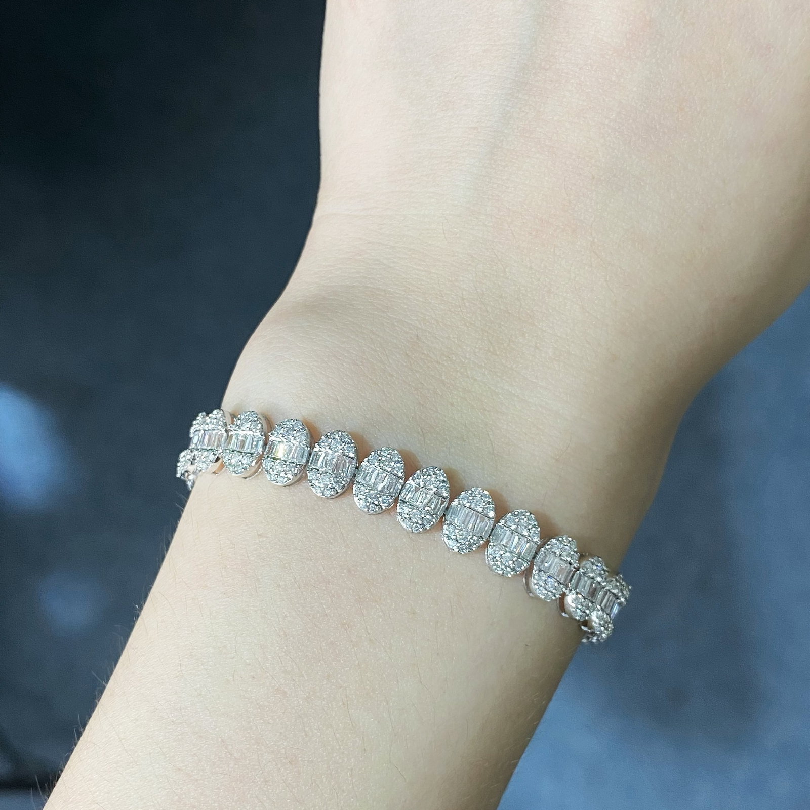 14k Gold 3.00 Ct Natural H Diamond Bracelet - 5