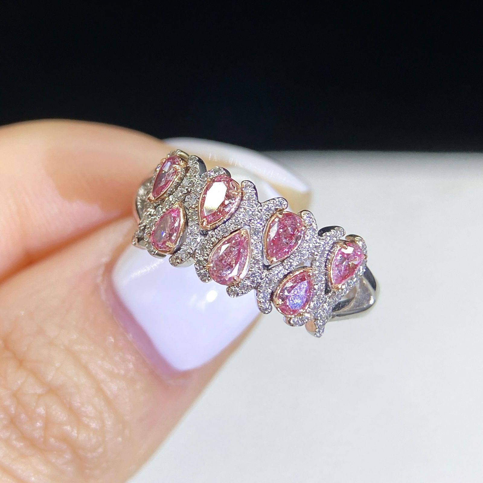 14k Gold 0.70 Ctw Natural Pink Diamond & Diamond Ring - 5