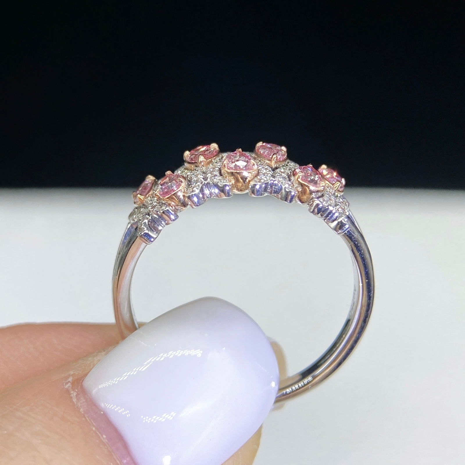14k Gold 0.70 Ctw Natural Pink Diamond & Diamond Ring - 6