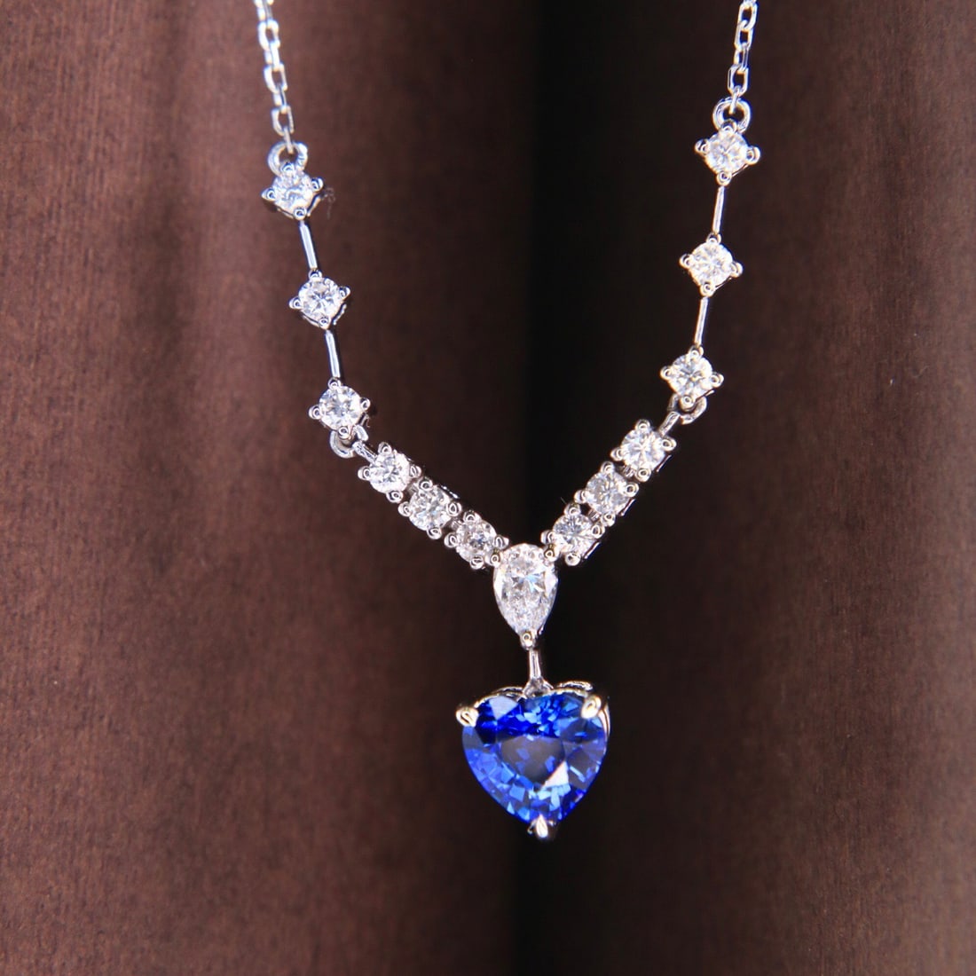 14k Gold 1.09 Ctw Natural Sapphire & Diamond Necklace - 2