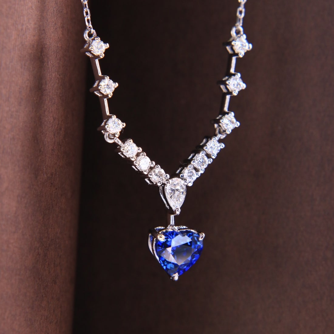 14k Gold 1.09 Ctw Natural Sapphire & Diamond Necklace - 3