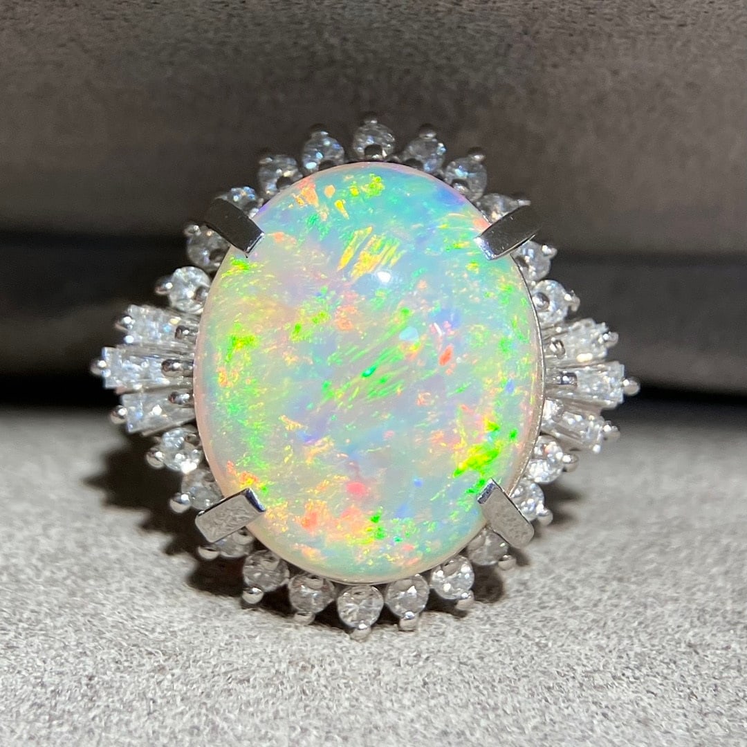 14k Gold 6.72 Ctw Natural Opal & Diamond Ring (1 of 7)