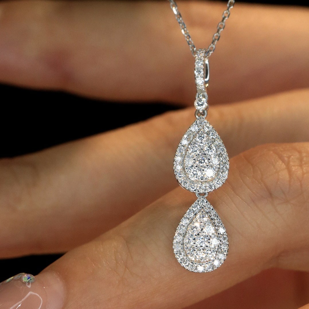 14k Gold 0.62 Ct Natural H Diamond Necklace - 4