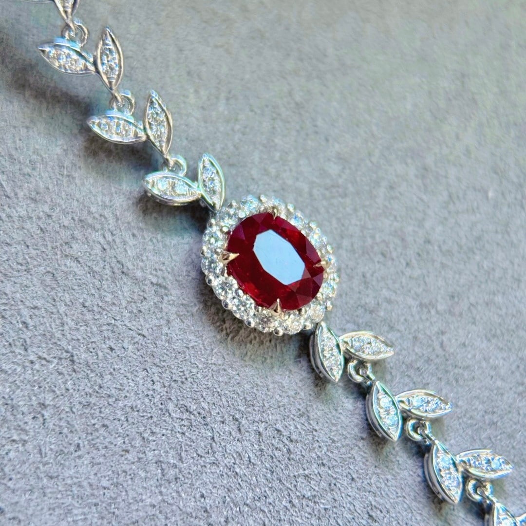 14k Gold 1.36 Ctw Natural Ruby & Diamond Bracelet - 3