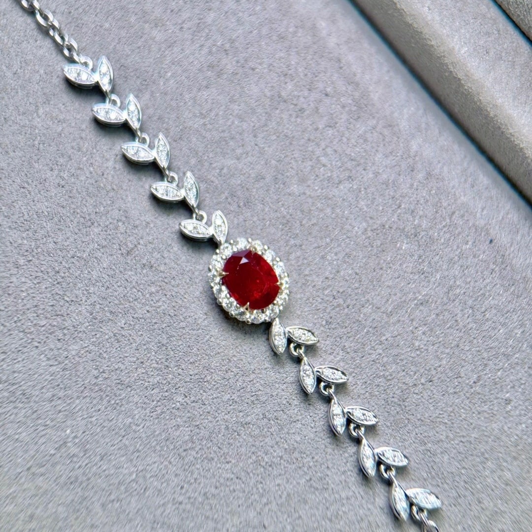 14k Gold 1.36 Ctw Natural Ruby & Diamond Bracelet - 4