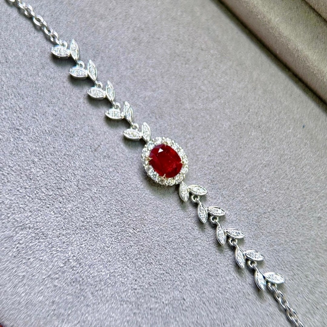 14k Gold 1.36 Ctw Natural Ruby & Diamond Bracelet - 5