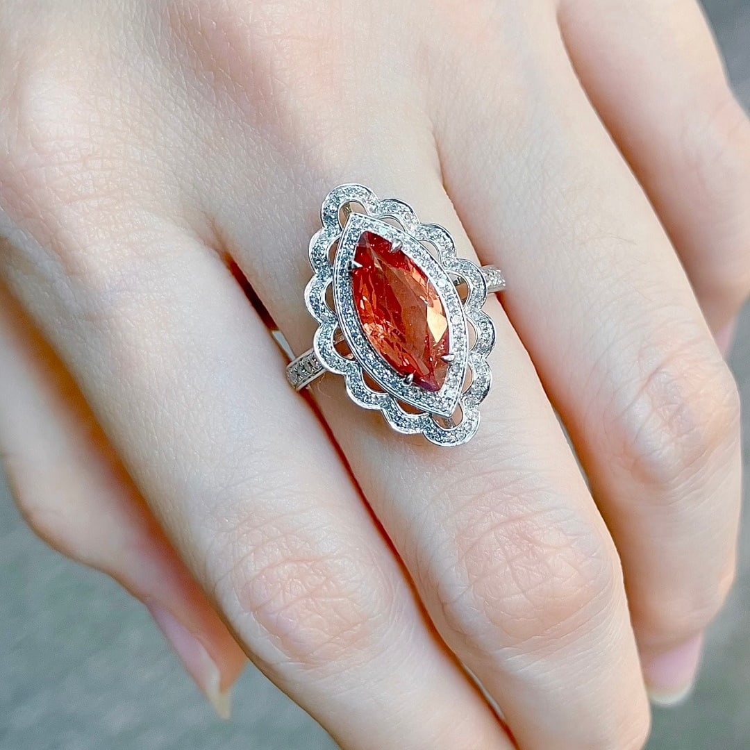 14k Gold 2.21 Ctw Natural Spinel & Diamond Ring - 4