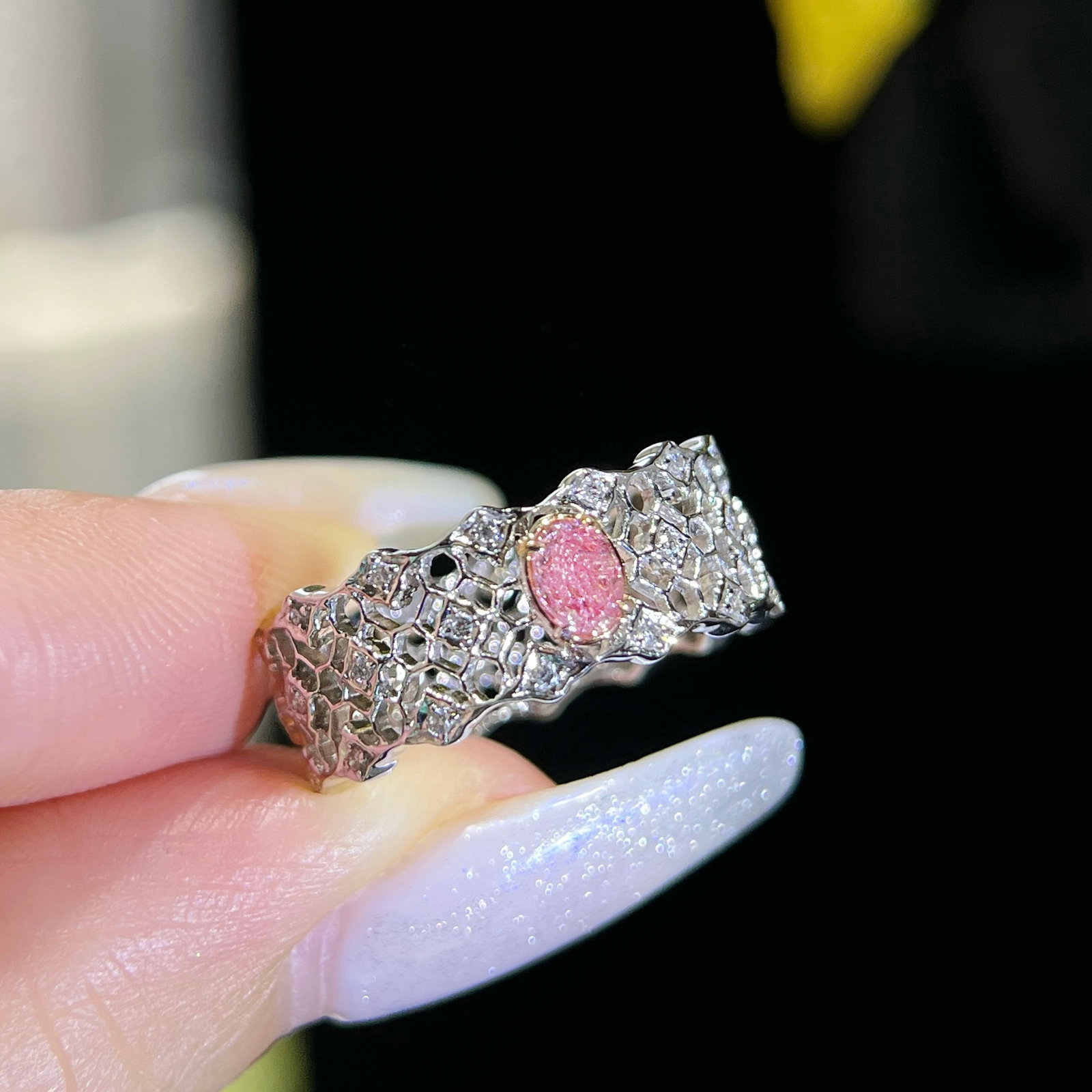 14k Gold 0.47 Ctw Natural Pink Diamond & Diamond Ring - 2