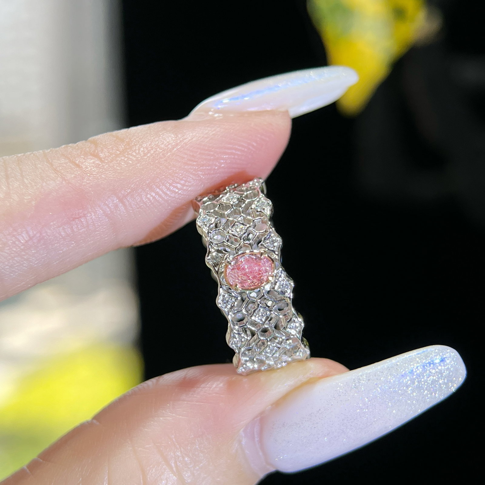 14k Gold 0.47 Ctw Natural Pink Diamond & Diamond Ring - 3