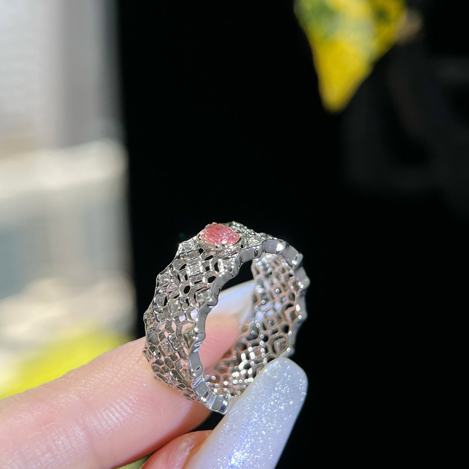 14k Gold 0.47 Ctw Natural Pink Diamond & Diamond Ring - 5