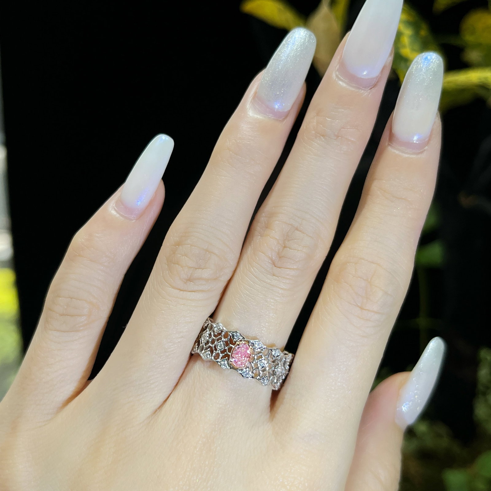 14k Gold 0.47 Ctw Natural Pink Diamond & Diamond Ring - 6