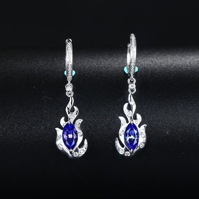 14k Gold 1.58 Ctw Natural Tanzanite & Diamond Earrings: Ref:231130178 // gold content:14k gold // main gemstone:tanzanite // shape:marquise // carat weight:1. 32ct // color:blue // treatment:natural // // adjacent gemstone 2 : diamond // shape:round // car