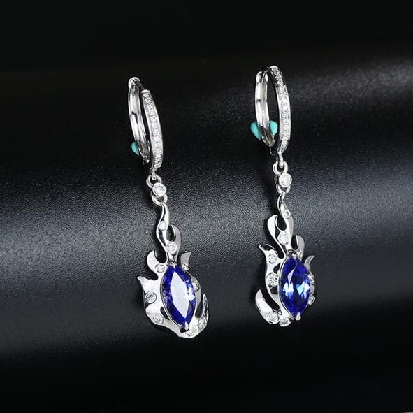 14k Gold 1.58 Ctw Natural Tanzanite & Diamond Earrings - 2