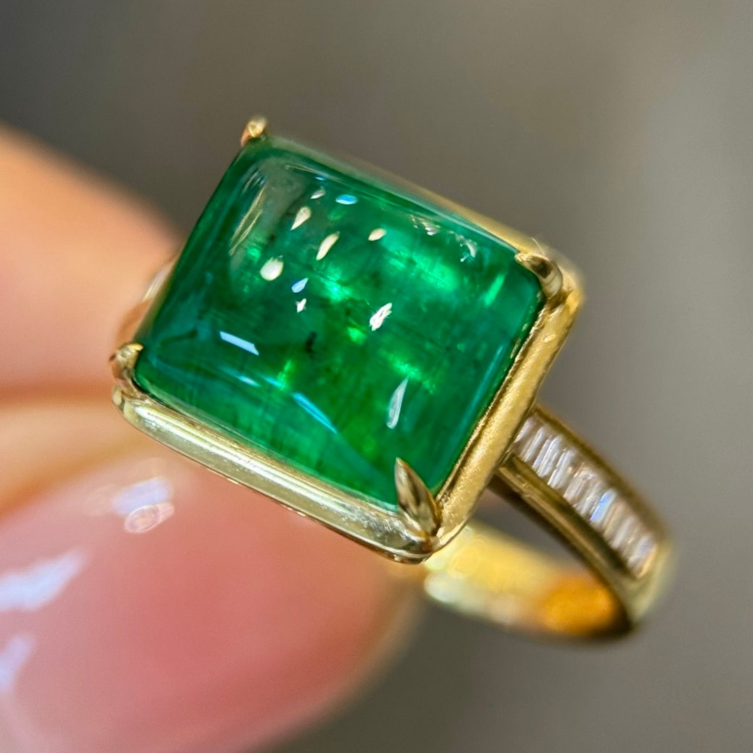 14k Gold 5.00 Ct Natural Emerald & Diamond Ring - 3