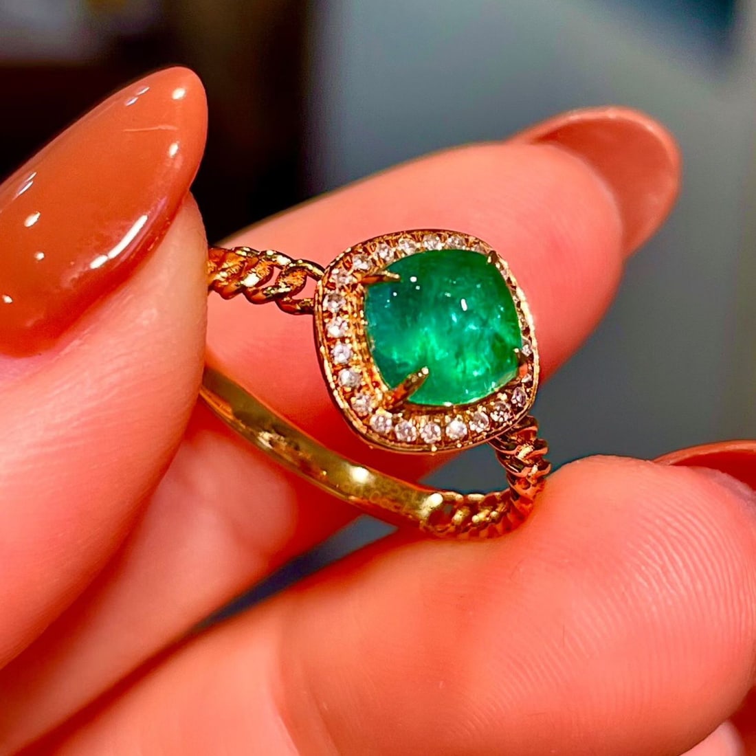 14k Gold 1.15 Ctw Natural Emerald & Diamond Ring - 3