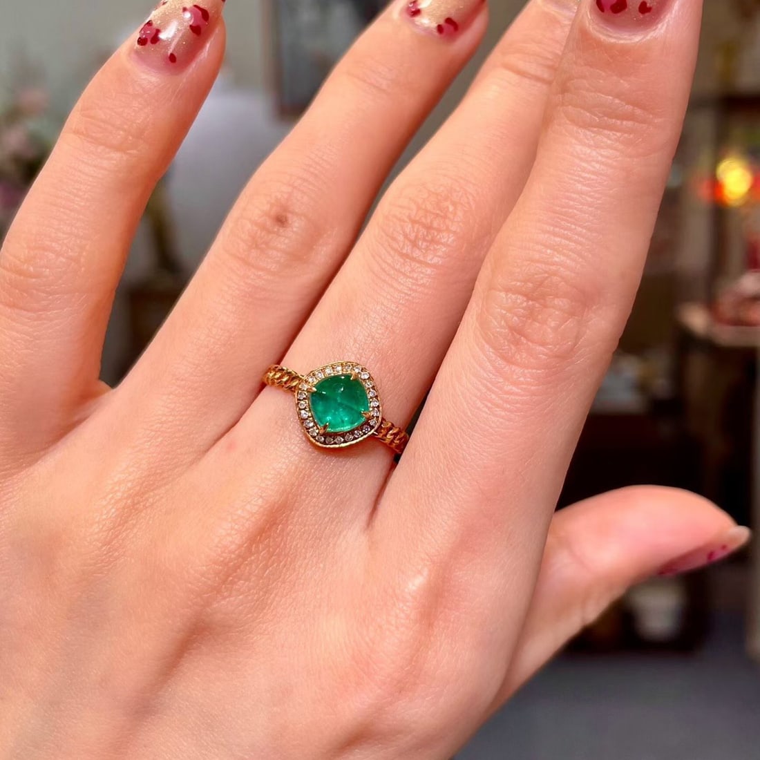 14k Gold 1.15 Ctw Natural Emerald & Diamond Ring - 4