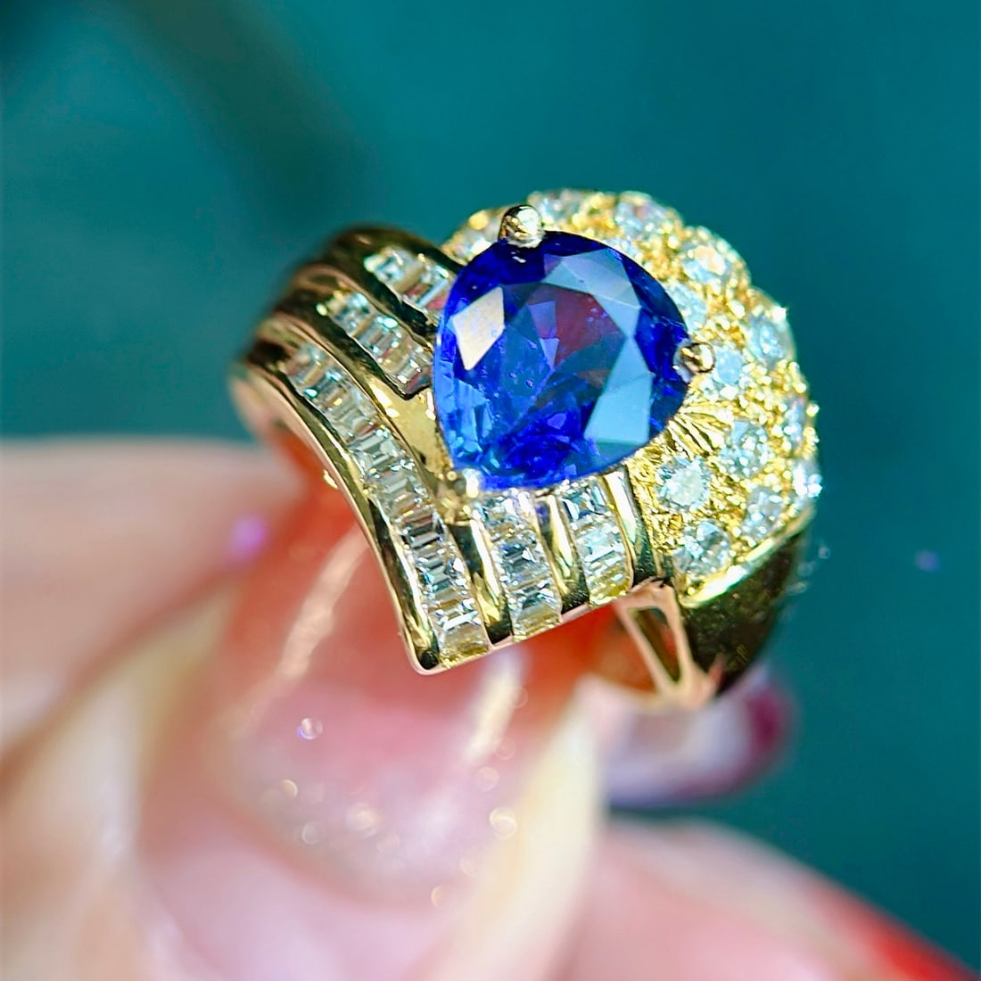 14k Gold 3.04 Ctw Natural Sapphire & Diamond Ring - 3