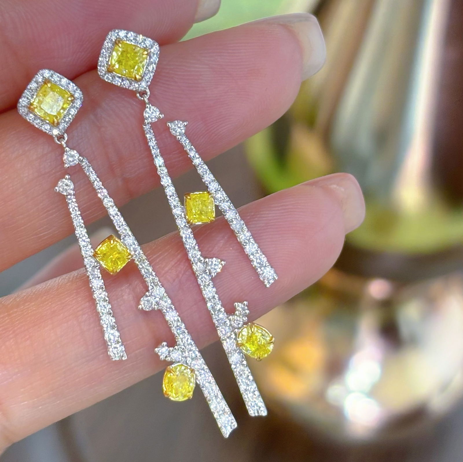 14k Gold 2.5 Ct Natural Color Diamond Earrings (1 of 5)