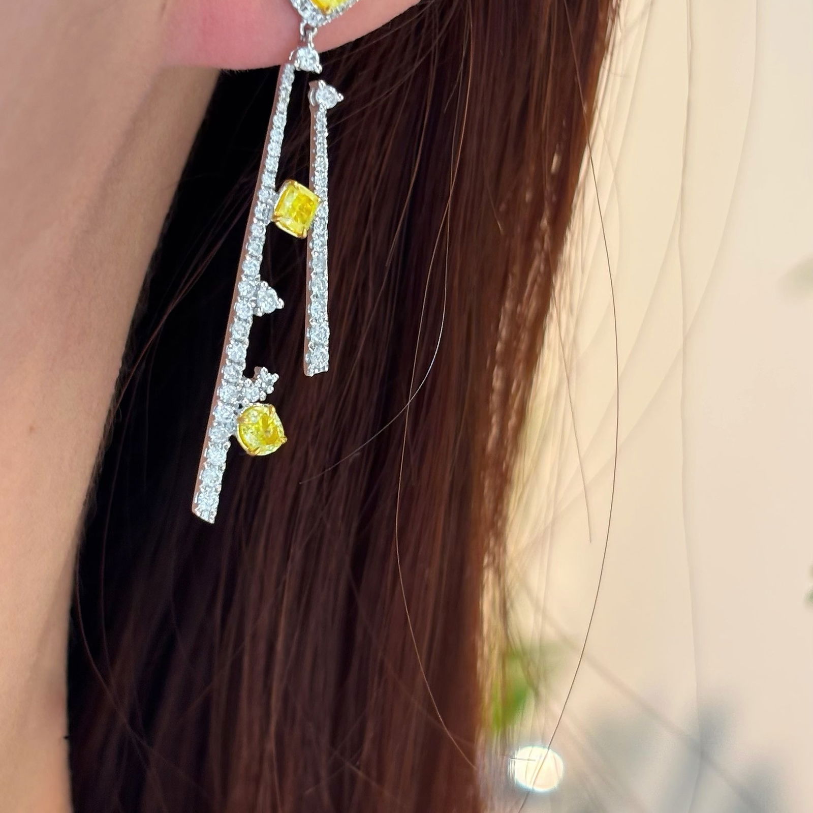 14k Gold 2.5 Ct Natural Color Diamond Earrings - 5