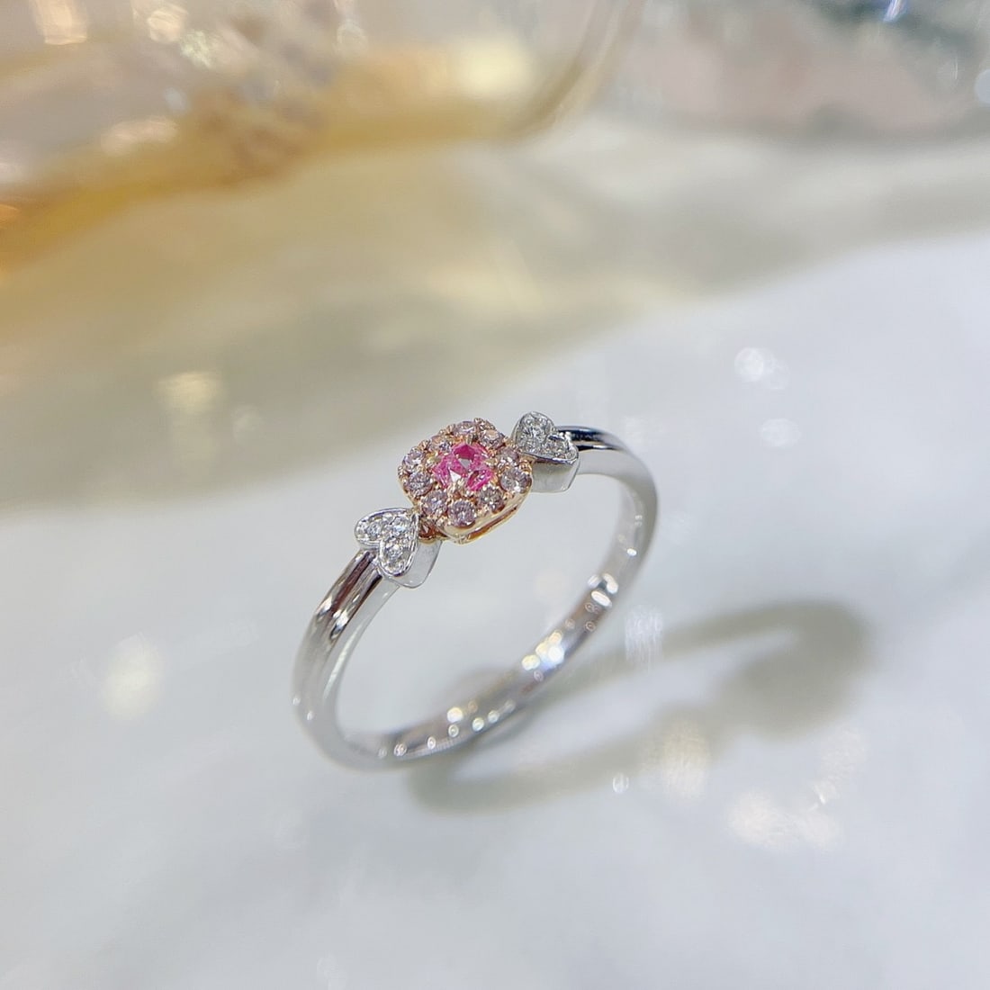 14k Gold 0.16 Ctw Natural Pink Diamond & Diamond Ring - 2