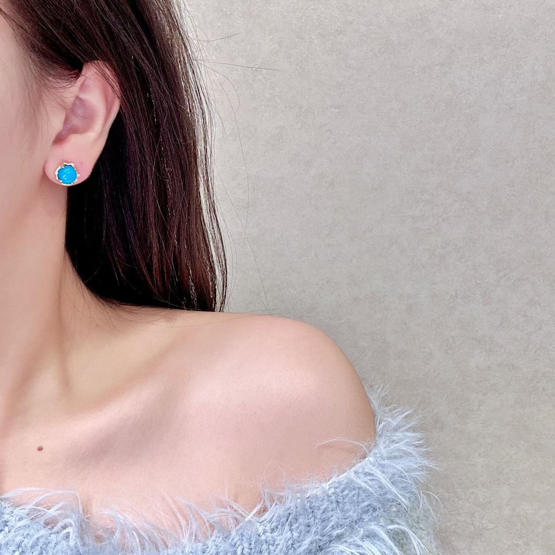 14k Gold 4.17 Ctw Natural Blue Turquoise & Diamond Earrings - 4