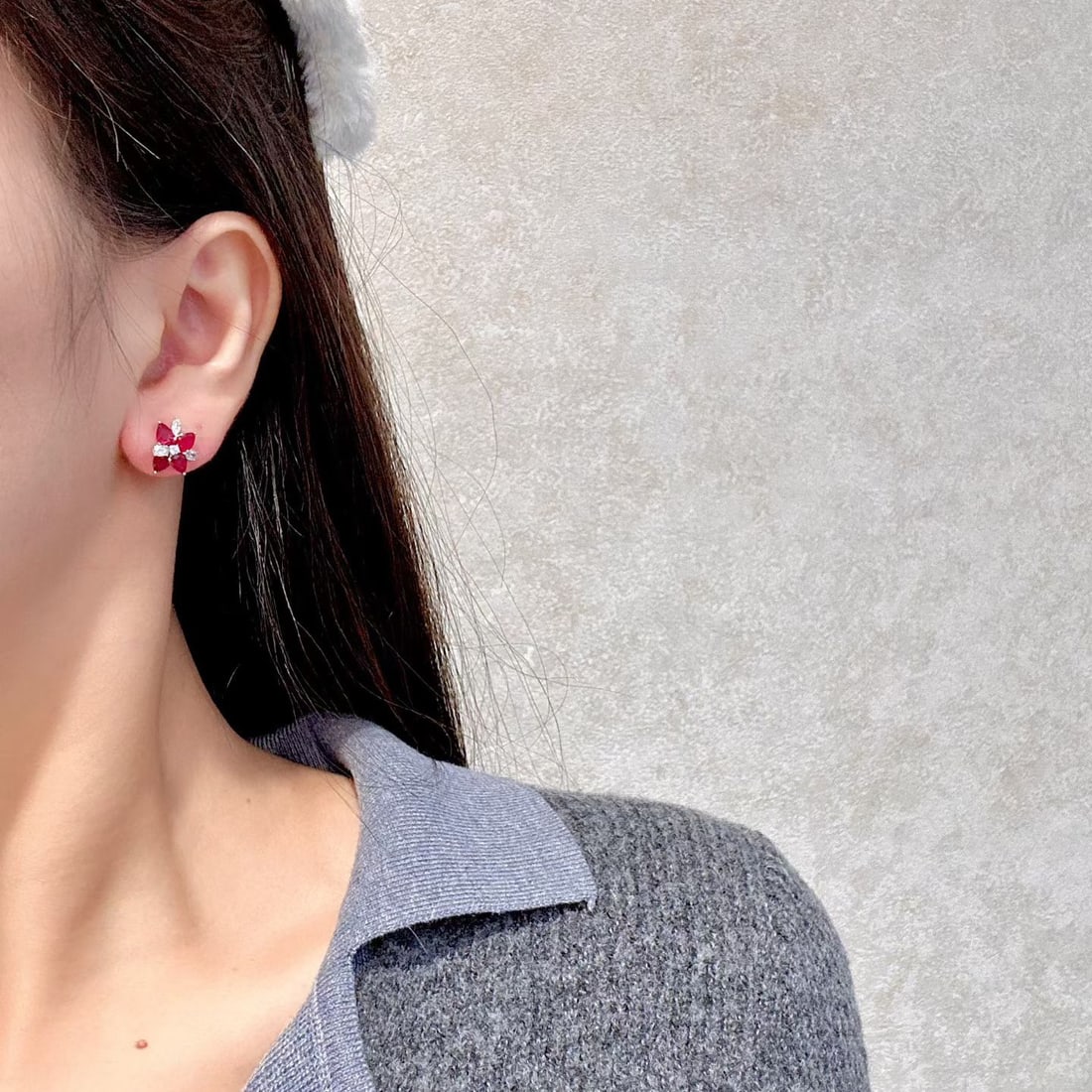 14k Gold 3.07 Ctw Natural Ruby & Diamond Earrings - 2