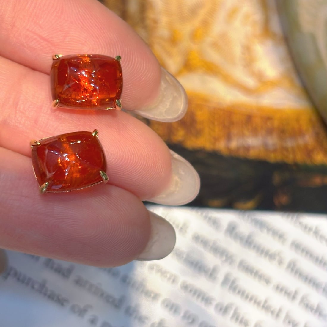 14k Gold 8.72 Ct Natural Spessartine Earrings - 3