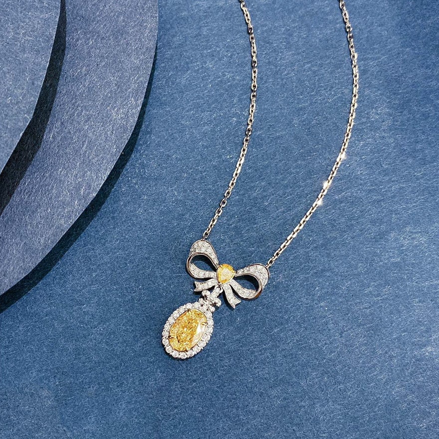 14k Gold 1.45 Ctw Natural Yellow Diamond & Diamond Necklace - 5