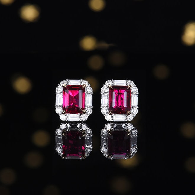 14k Gold 2.79 Ctw Natural Ruby & Diamond Earrings (1 of 7)