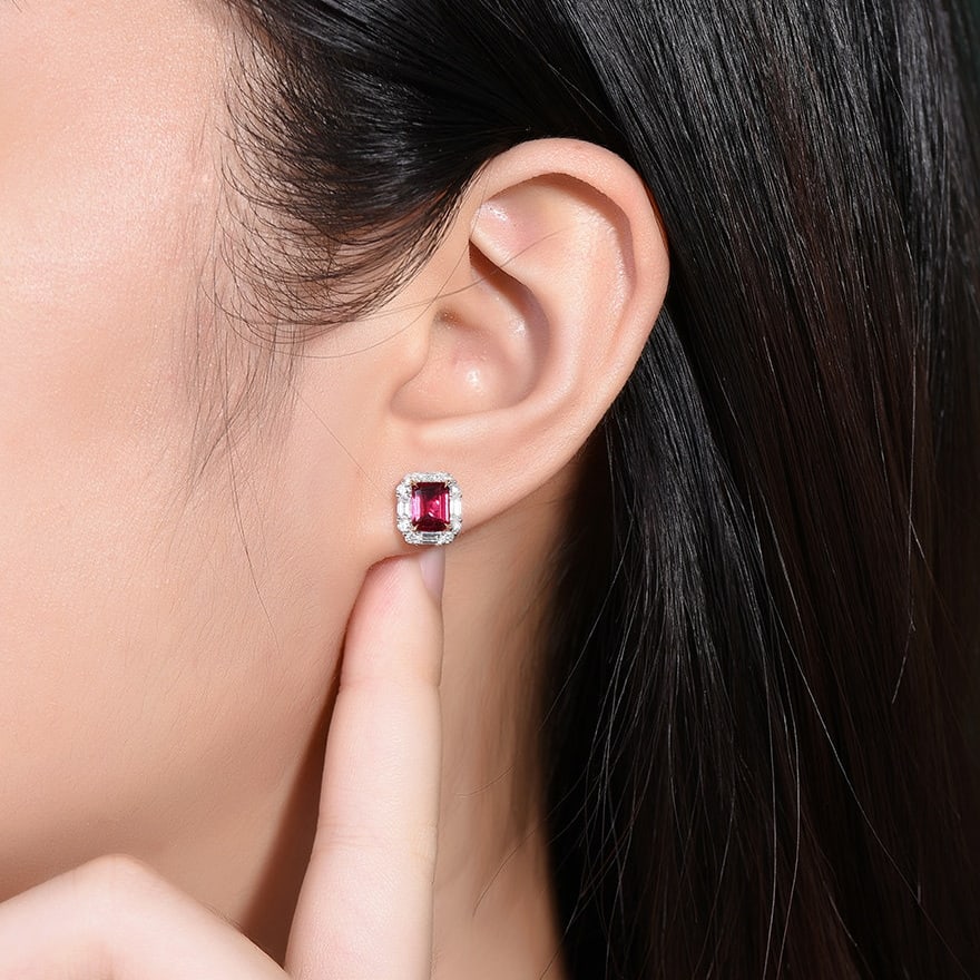 14k Gold 2.79 Ctw Natural Ruby & Diamond Earrings - 6