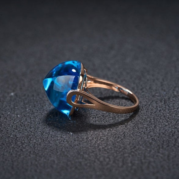 14k Gold 22.56 Ct Natural Topaz & Diamond Ring - 4